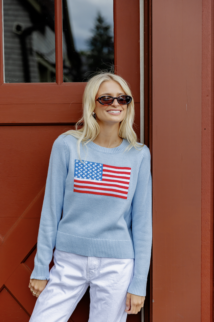 Perwinkle Cropped Flag Sweater