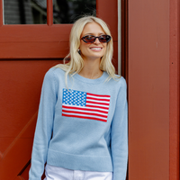 Perwinkle Cropped Flag Sweater