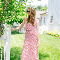 Red Seashell Print Maxi Skirt Set