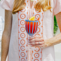 Blush Embroidered Puff Sleeve Midi Tunic Dress