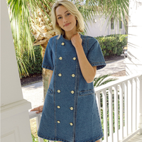 Denim Short Sleeve Button Front Dress