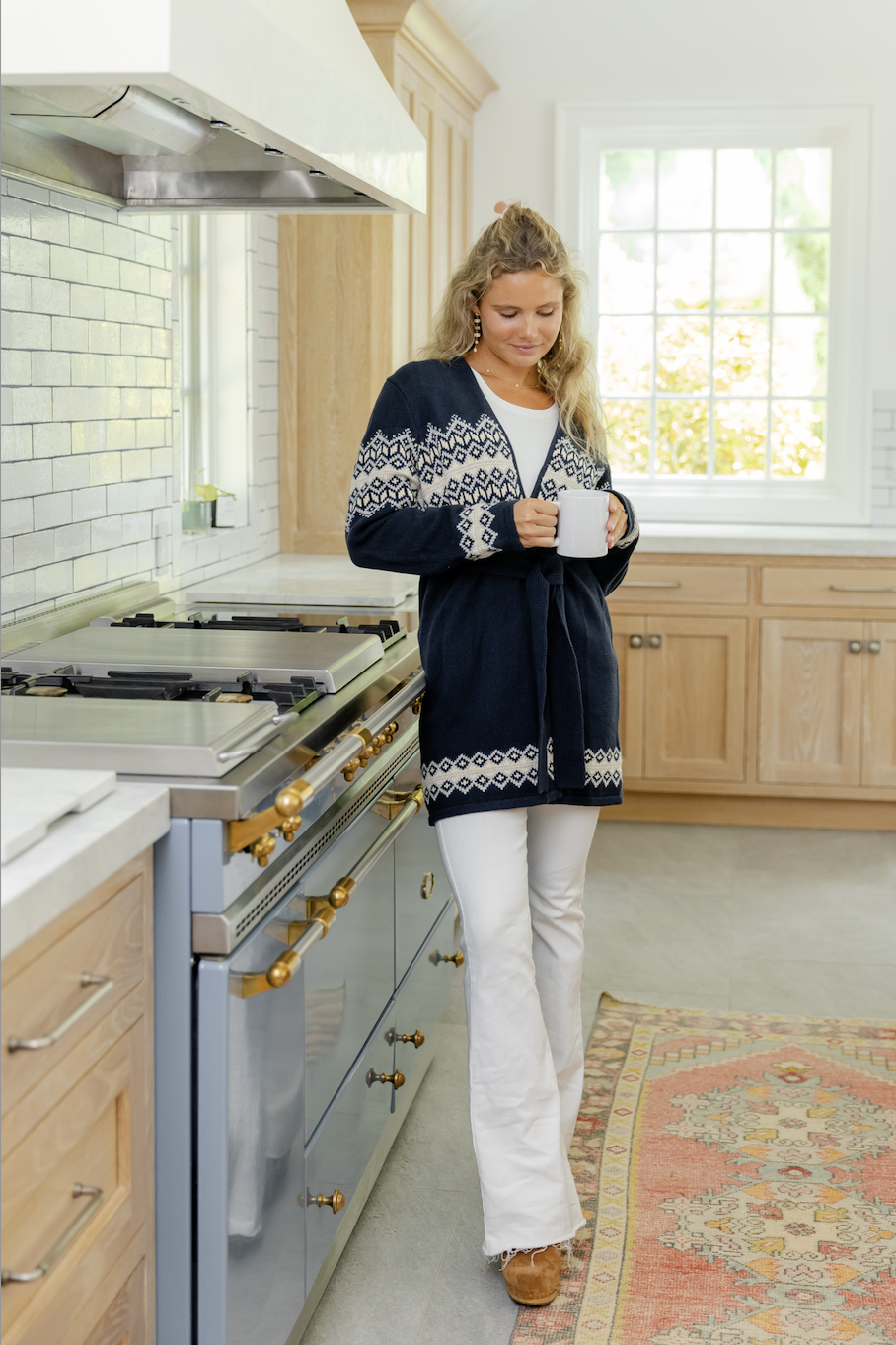 Navy Fair Isle Wrap Cardigan