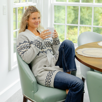 Grey Fair Isle Wrap Sweater