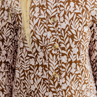 Floral Vine Print Button Front Quilted Jacket