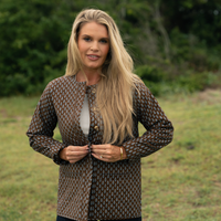 Block Print Button Front Quilted Jacket