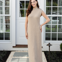 Camel Sleeveless Sweater Dress