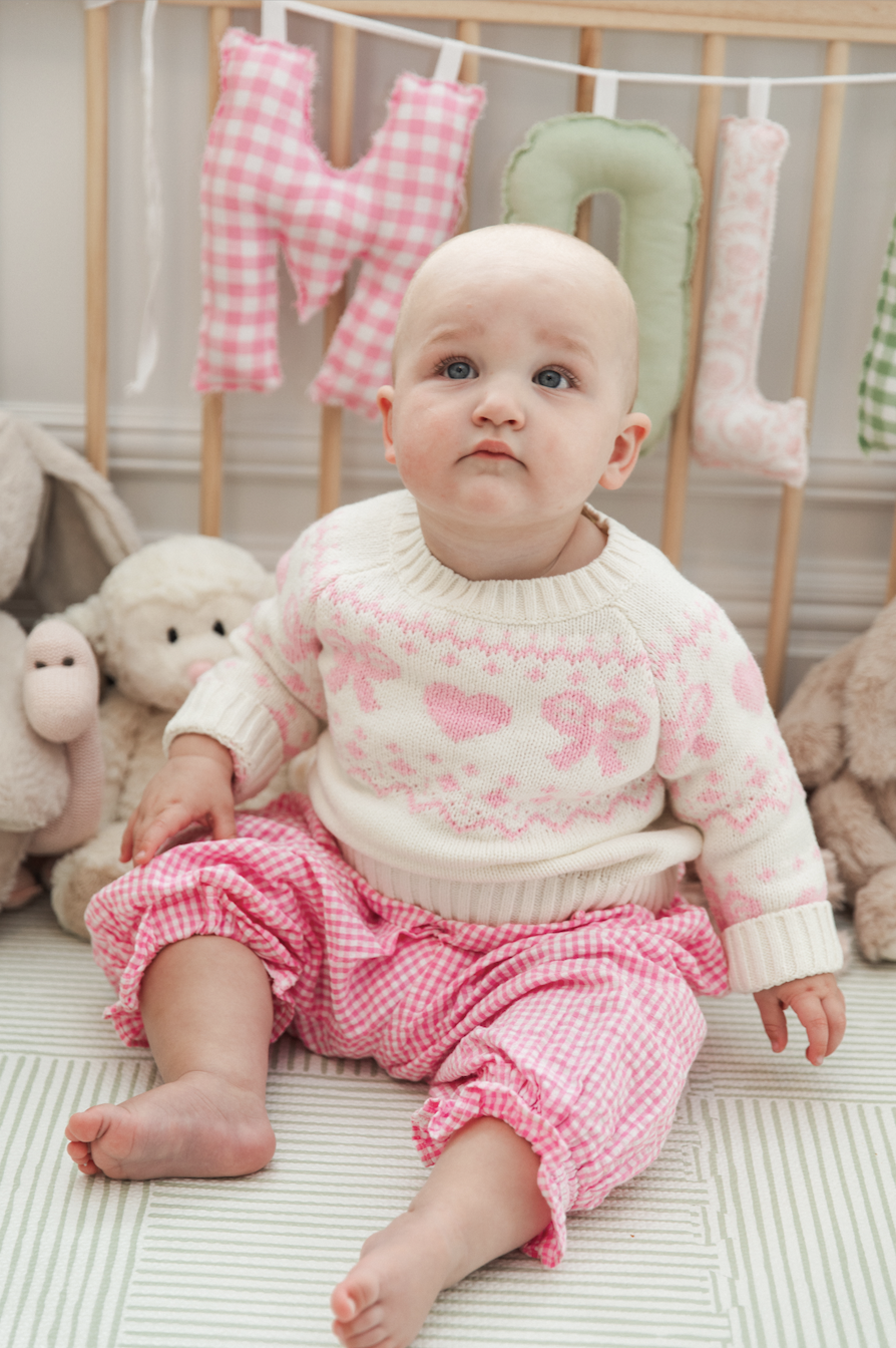 The Libbie Kids Bow & Heart Sweater