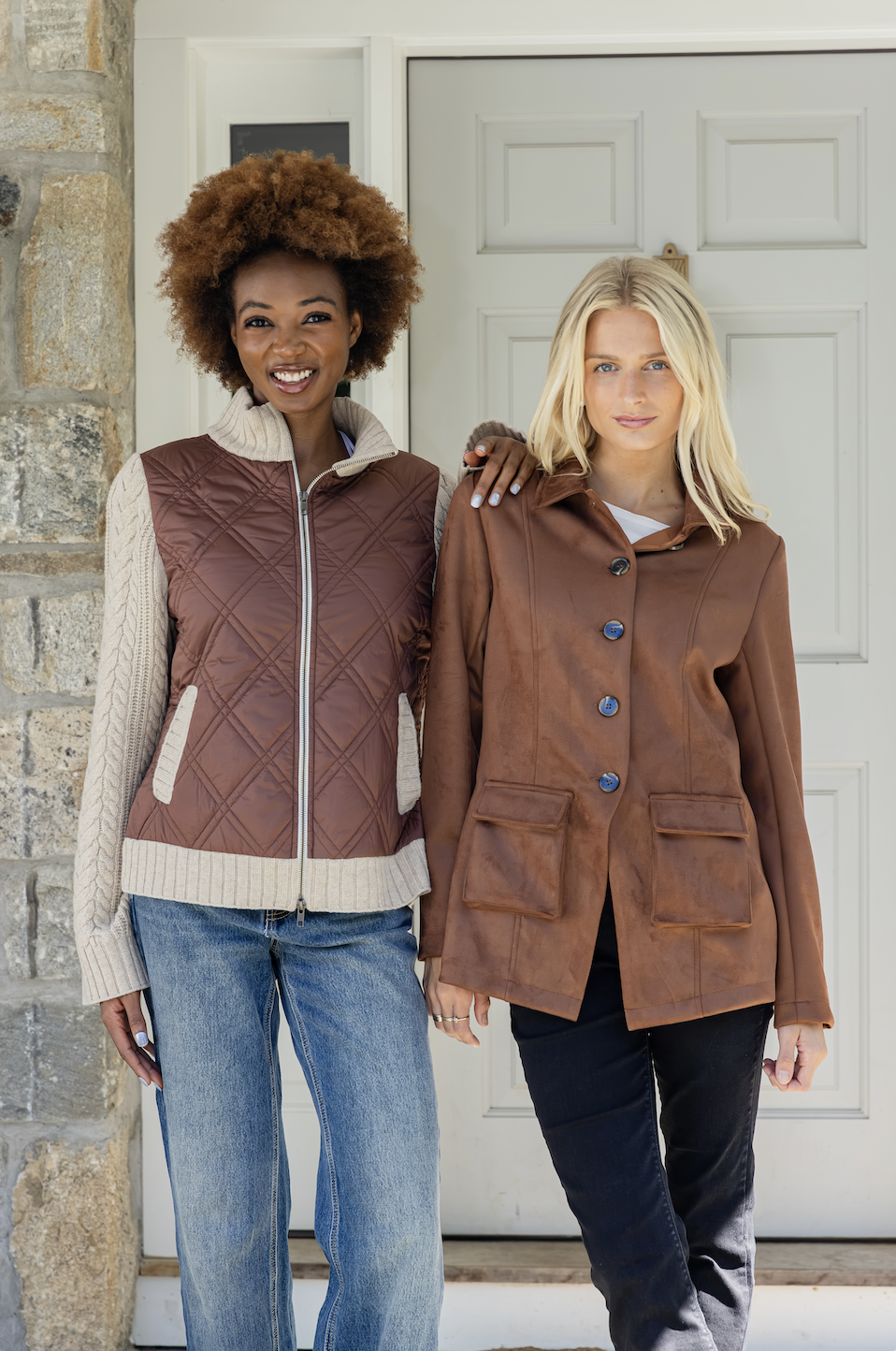 Camel Quilted Sweater Jacket
