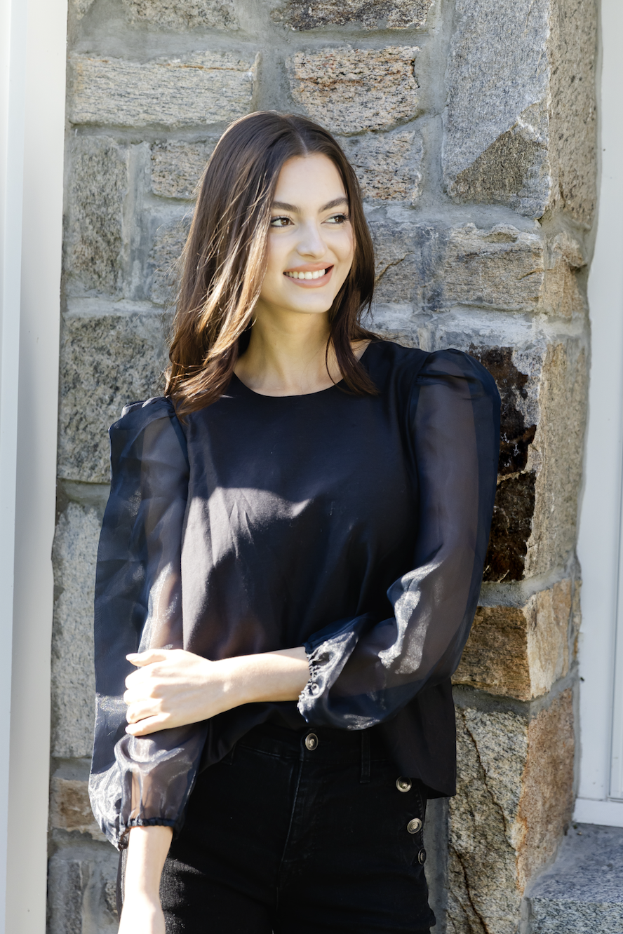 Black Puff Sleeve Top