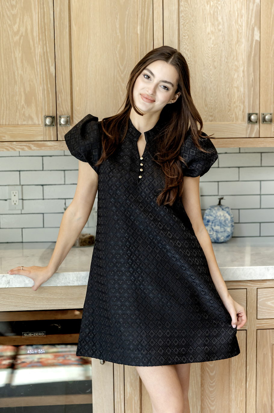 Black Button Front Mini Tunic