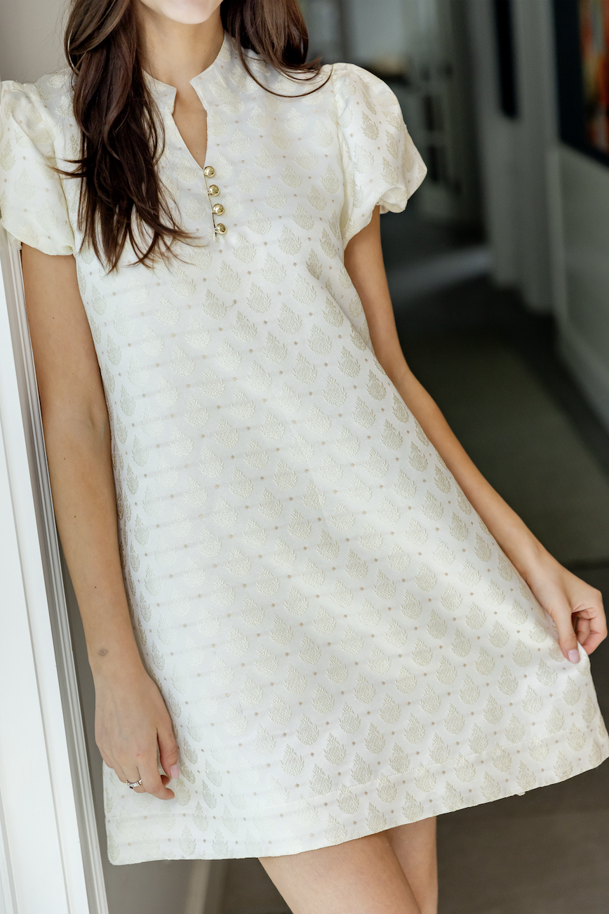 Winter White Button Front Mini Tunic