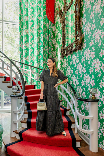 Black Jacquard Marie Maxi Dress