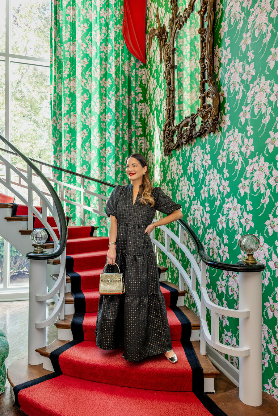 Black Jacquard Marie Maxi Dress