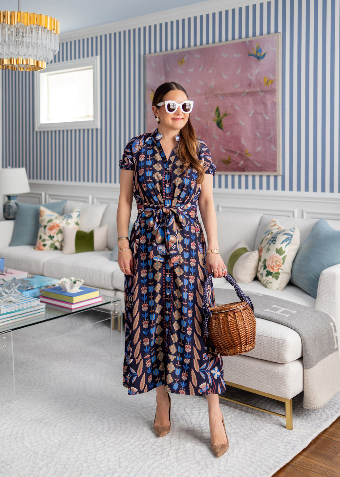 Navy Geo Floral Abby Dress