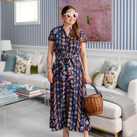 Navy Geo Floral Abby Dress