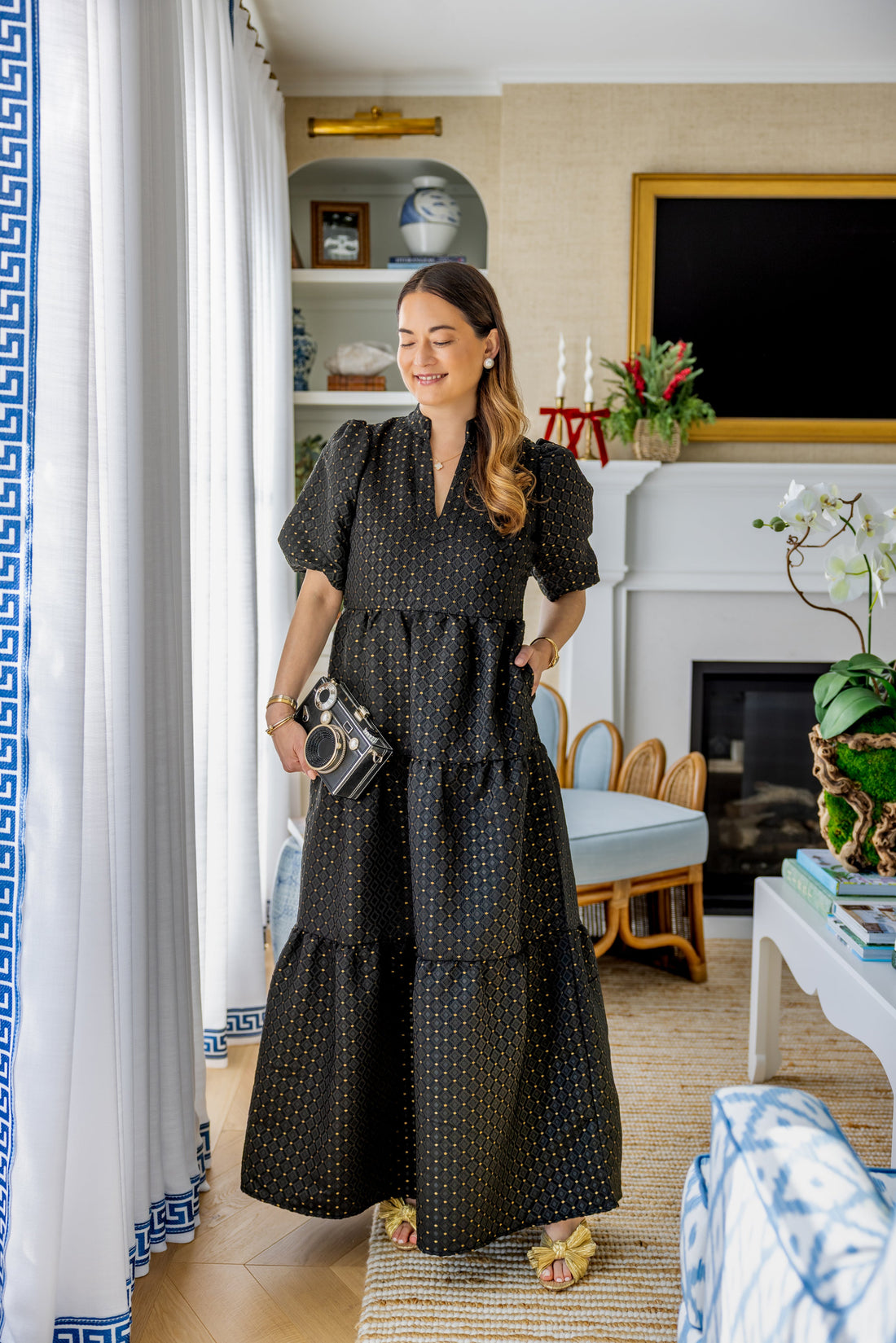 Black Jacquard Marie Maxi Dress