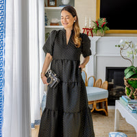 Black Jacquard Marie Maxi Dress
