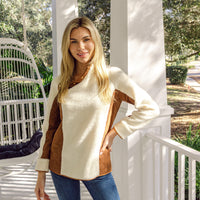 Ivory & Camel Sherpa Pullover
