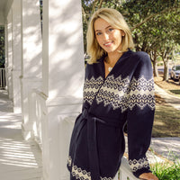 Navy Fair Isle Wrap Cardigan