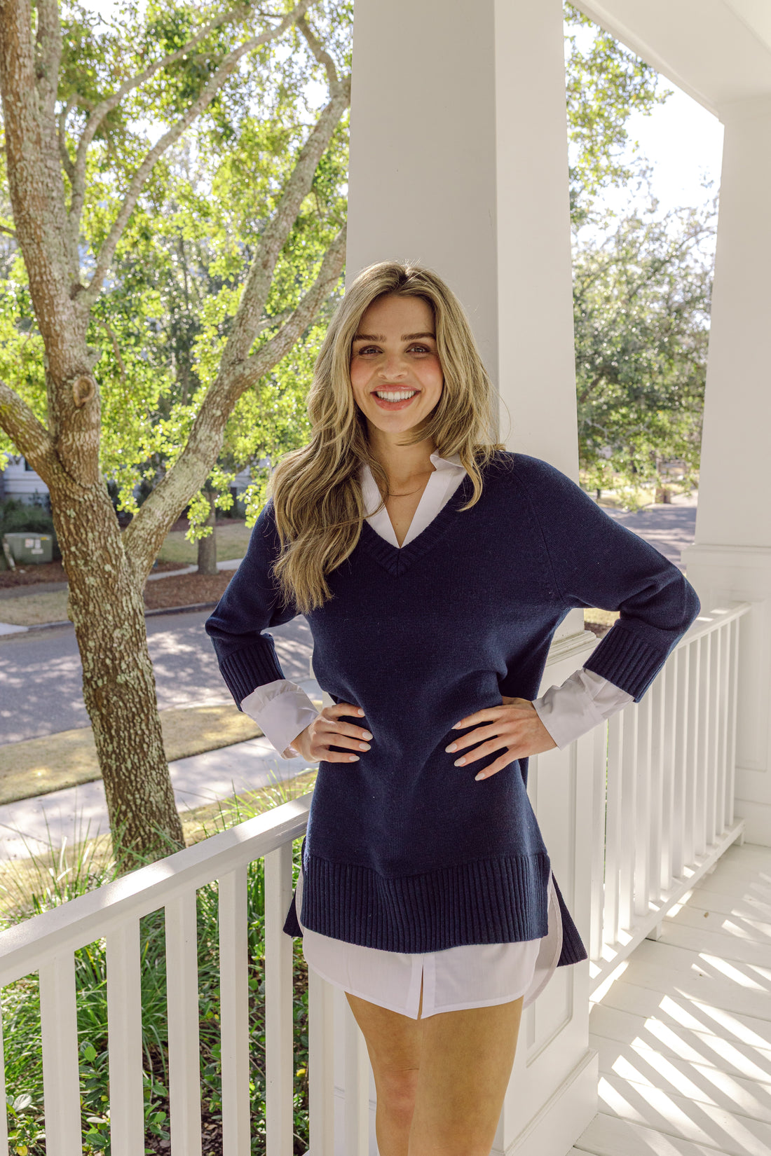 Navy Collared Shirt Combo Mini Dress
