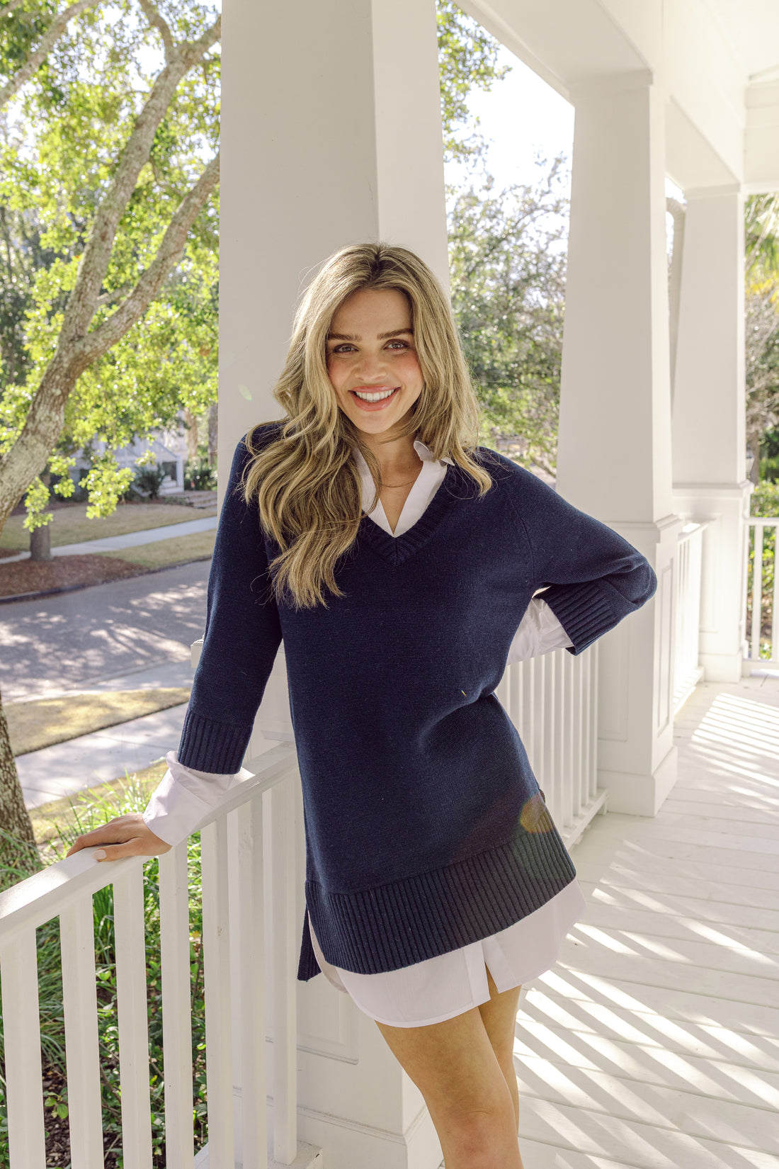 Navy Collared Shirt Combo Mini Dress