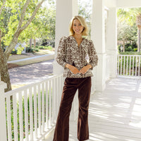 Tropical Block Print Tassel Front Top