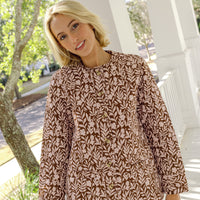 Floral Vine Print Button Front Quilted Jacket