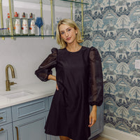 Black Puff Sleeve Mini Dress