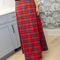 Red Plaid Maxi Skirt