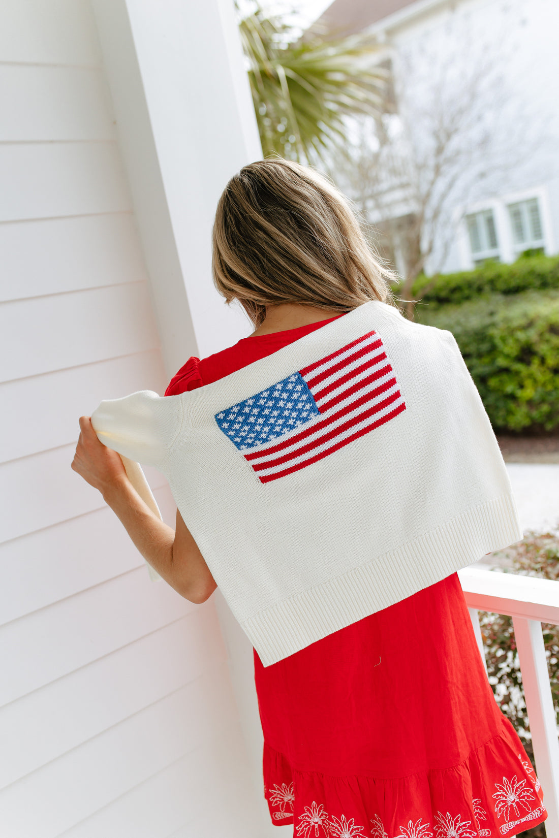 Ivory Cropped Flag Sweater