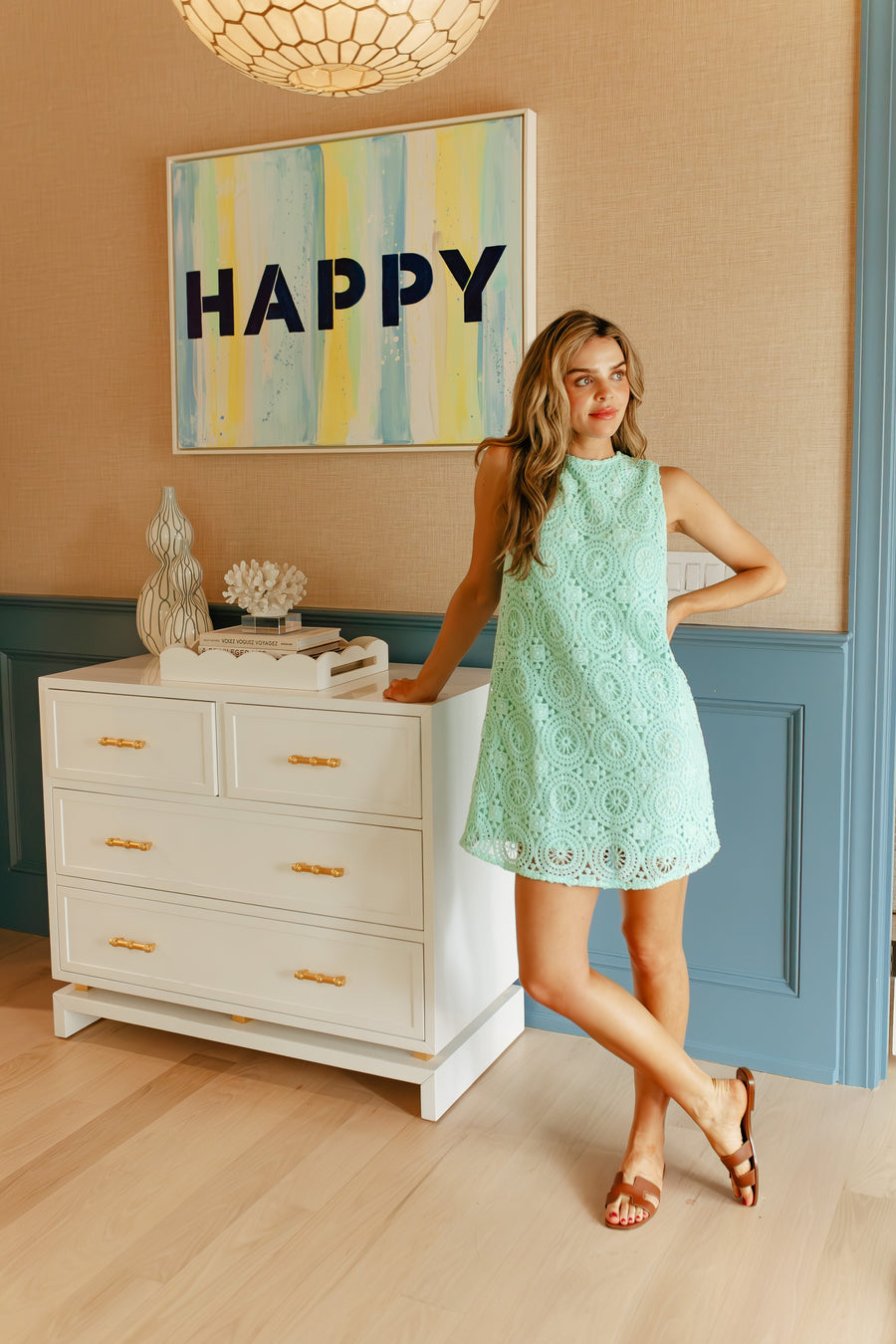 Mint Eyelet Shift Dress Mint / M / SP2627
