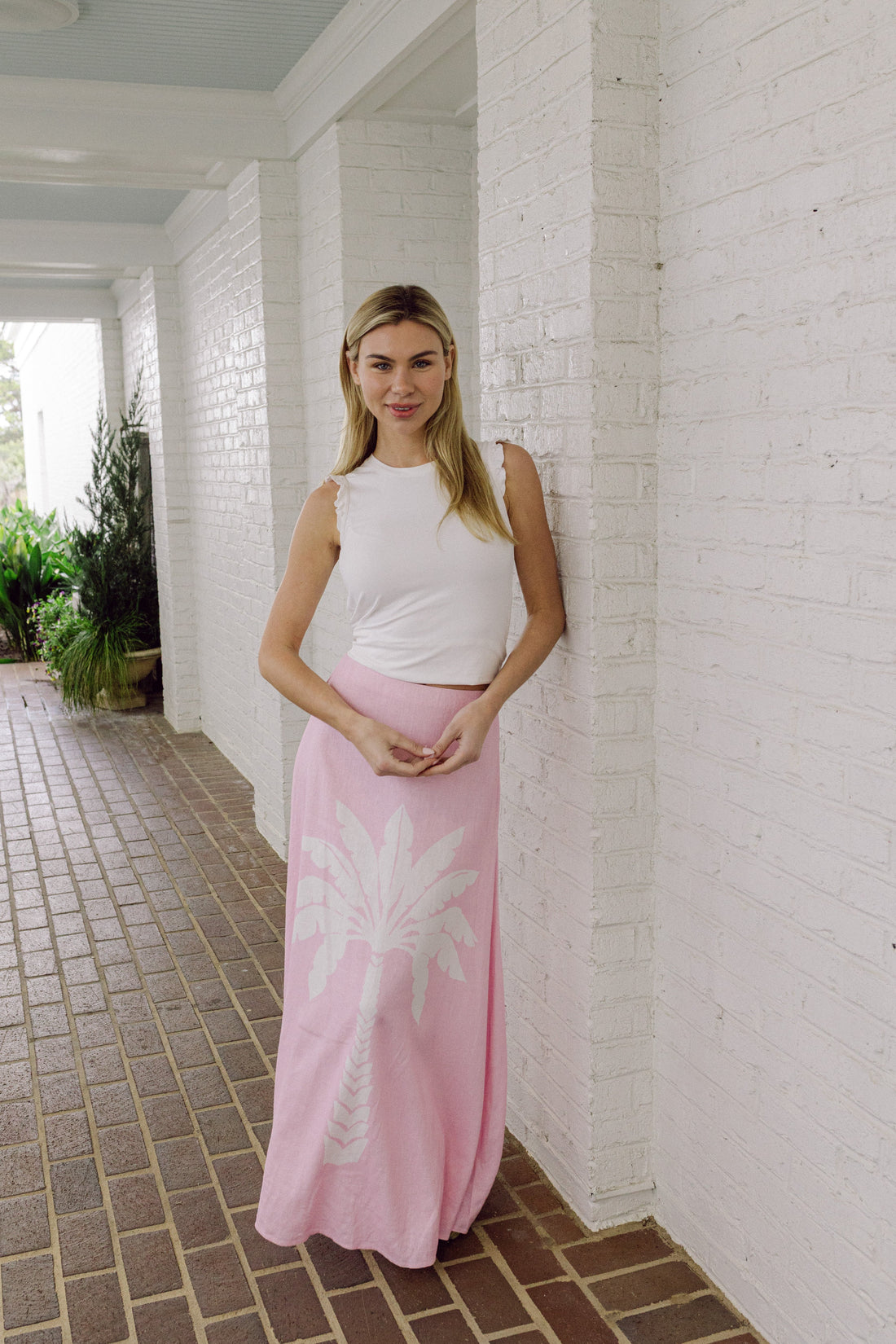 Blush Palm Maxi Skirt