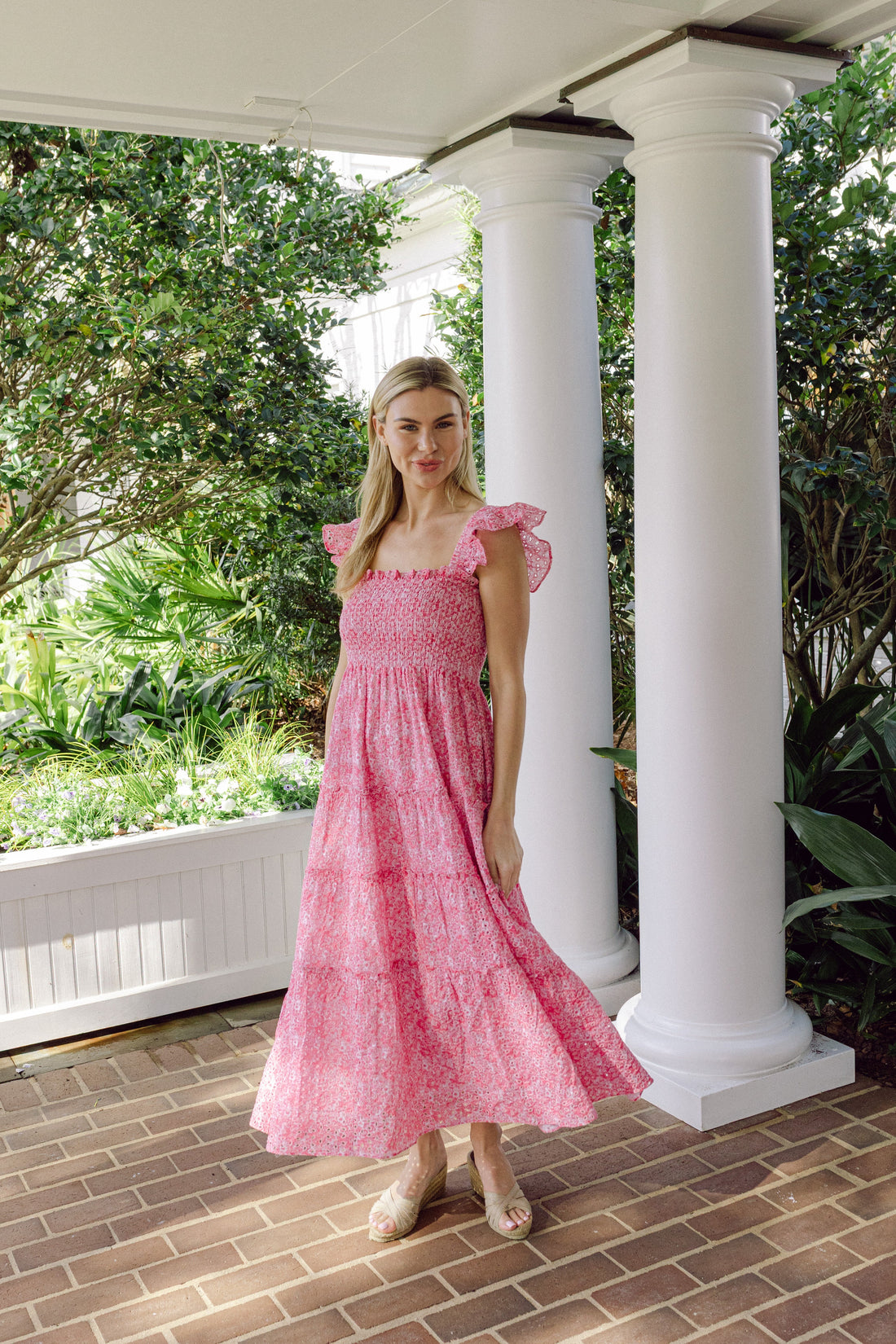 Ditsy Floral Flutter Strap Midi Dress