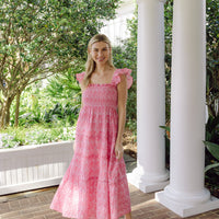 Ditsy Floral Flutter Strap Midi Dress