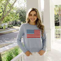 Blue Flax Cashmere Flag Sweater
