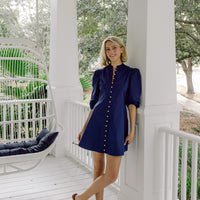 Navy Button Front Shirt Dress