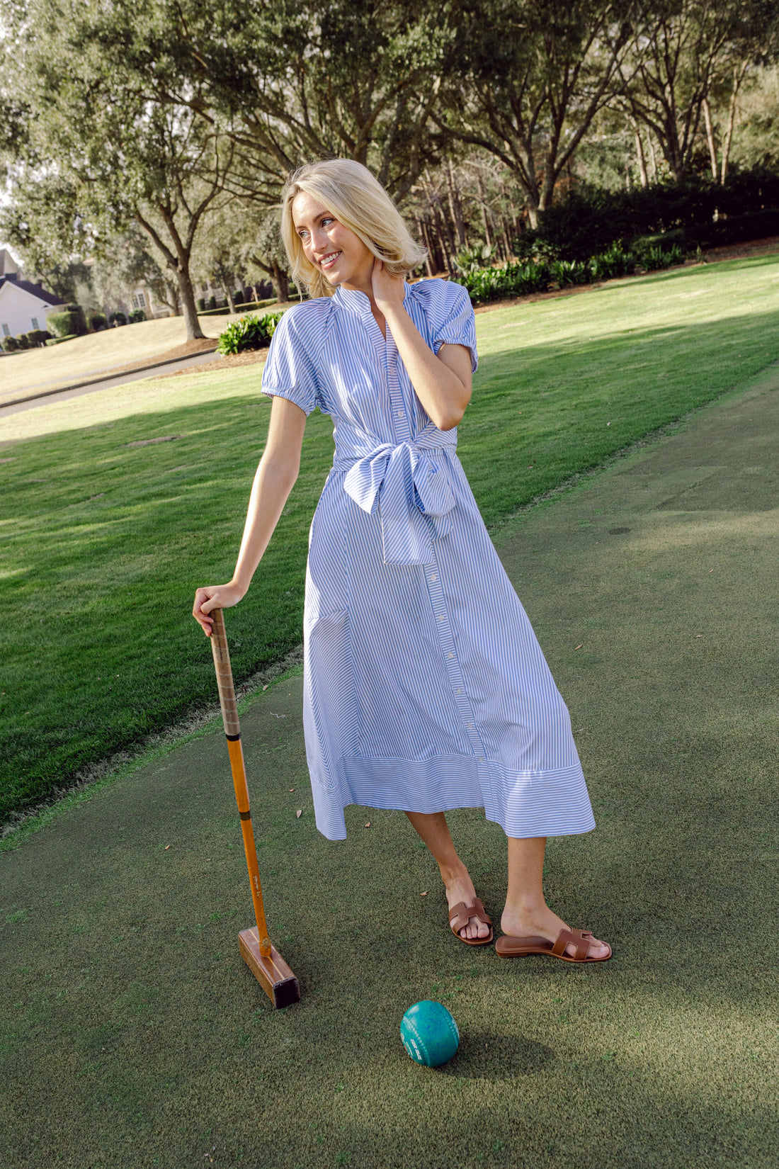 PRE-ORDER Blue & White Stripe Abby Dress