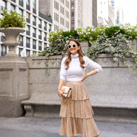 Gold Amelia Tiered Midi Skirt