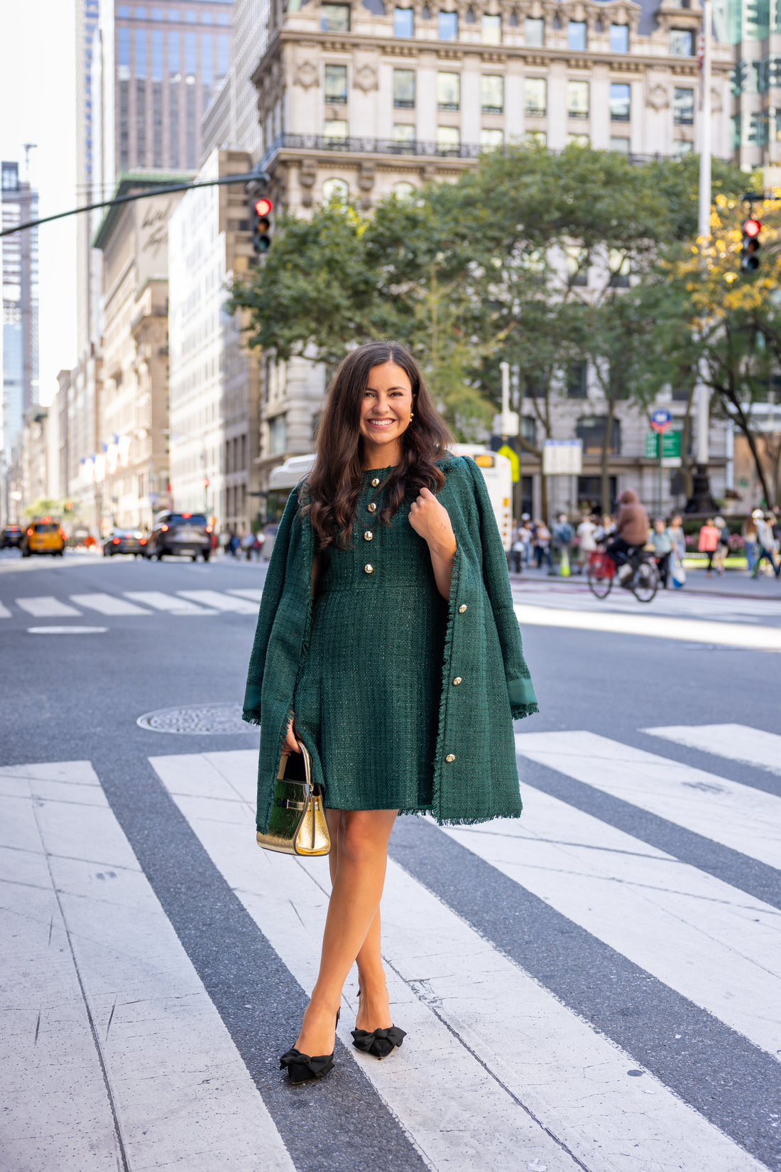 Emerald Dylan Tweed Button Front Coat