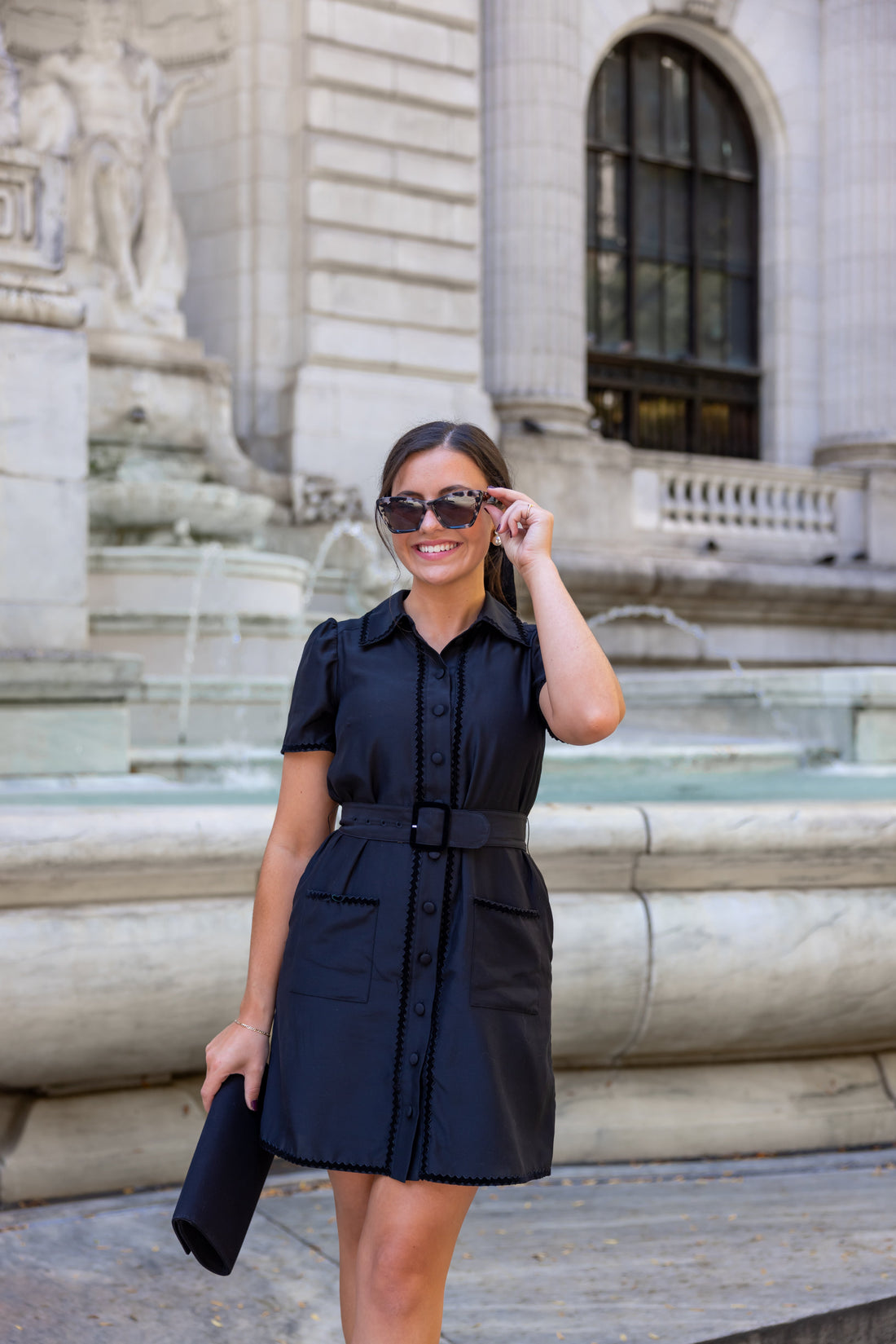 Sail to Sable Ella Belted Shirt Dress Black / XXXL / SCH2402 Sail to Sable Ella Belted Shirt Dress Black / XXXL / SCH2402