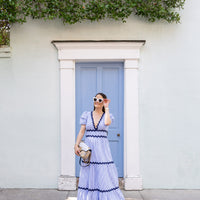 Ava Seersucker V-Neck Maxi Dress