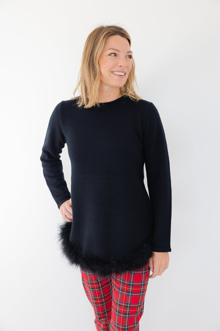 Long Sleeve Sweater with Faux Fur