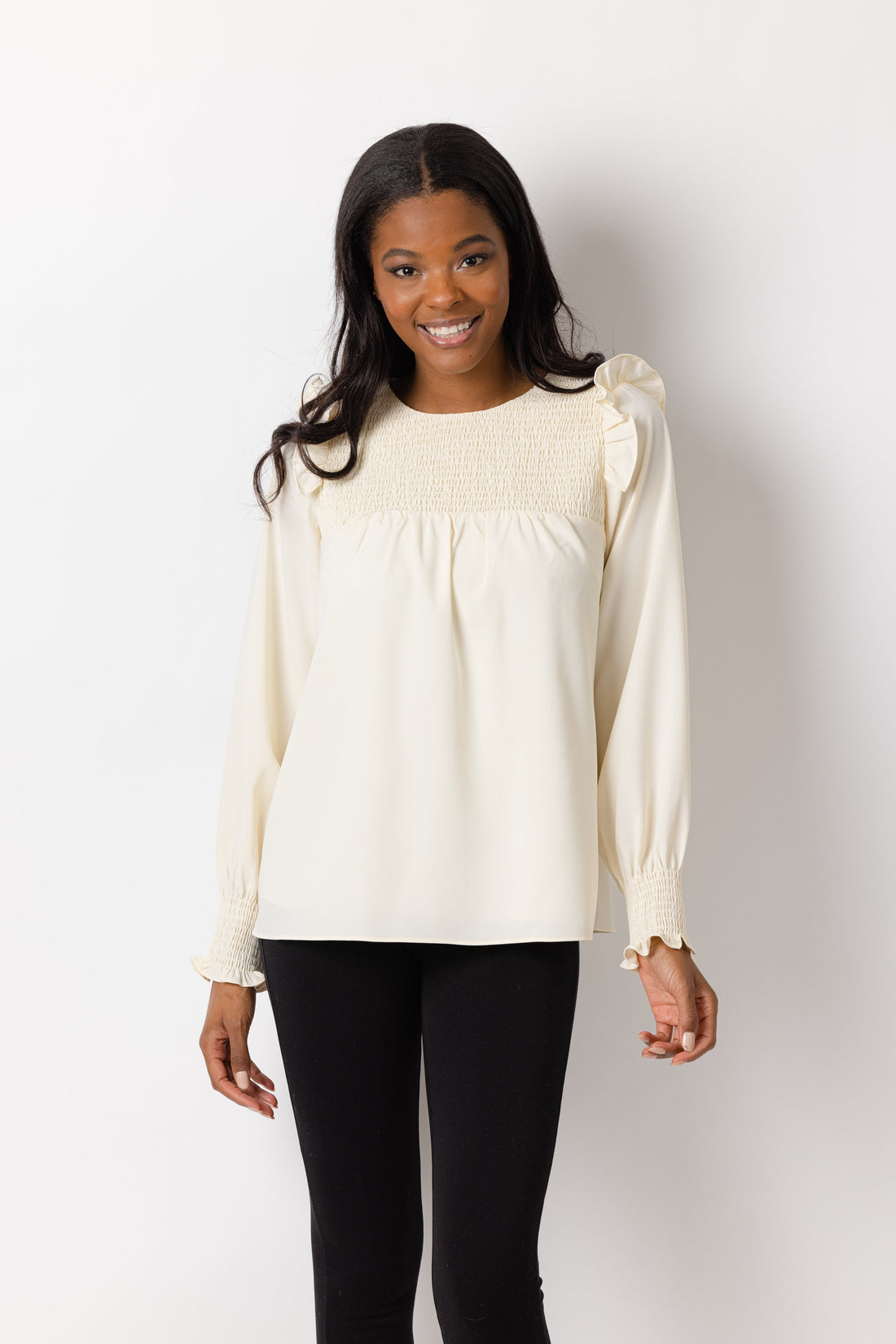 Ivory Smocked Front Top