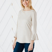 Faux Suede Flutter Sleeve Top (Two Colors)