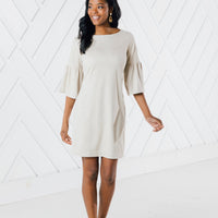 Faux Suede Bell Sleeve Dress (Two Colors)