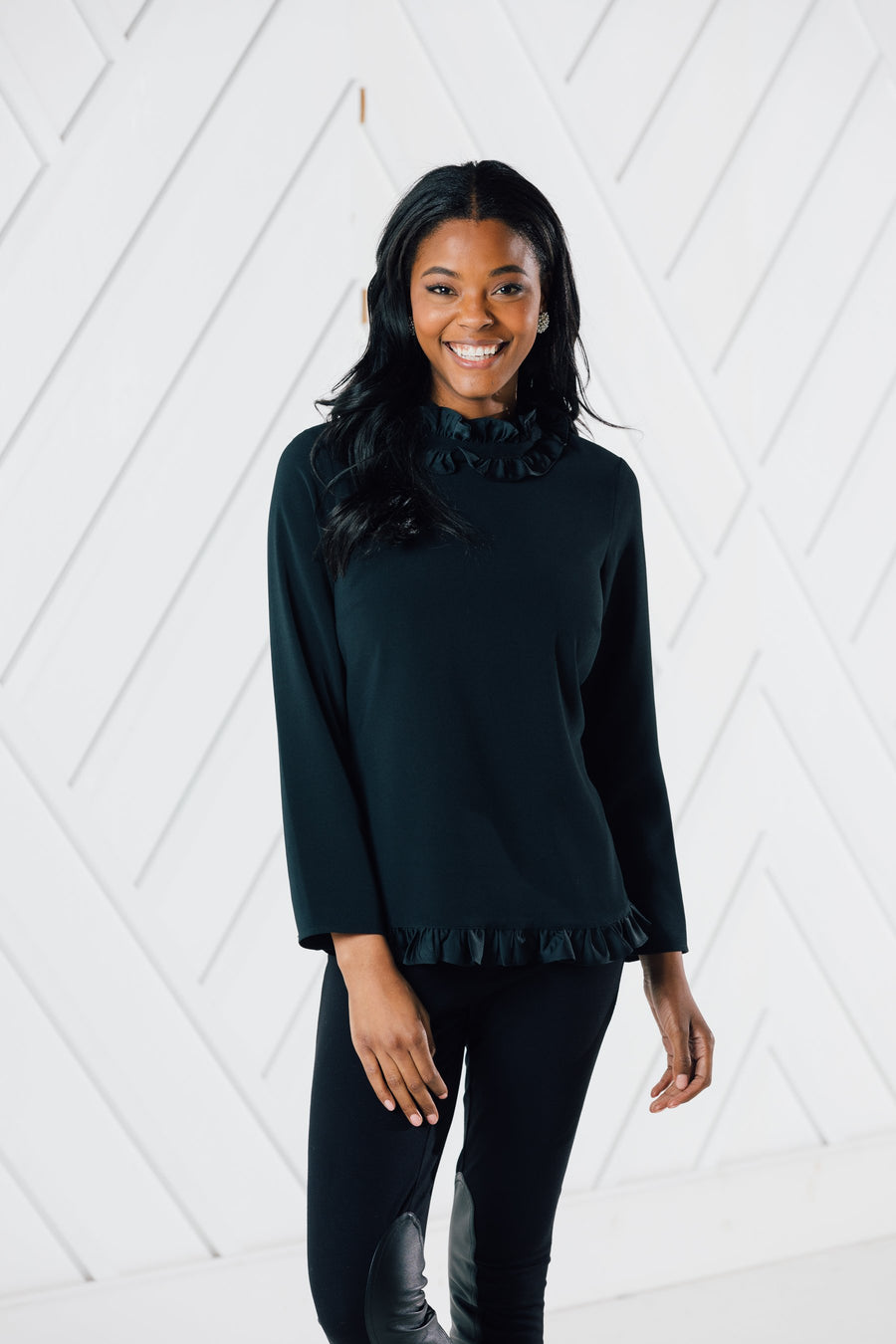 Long Sleeve Double Ruffle Top (Two Colors)