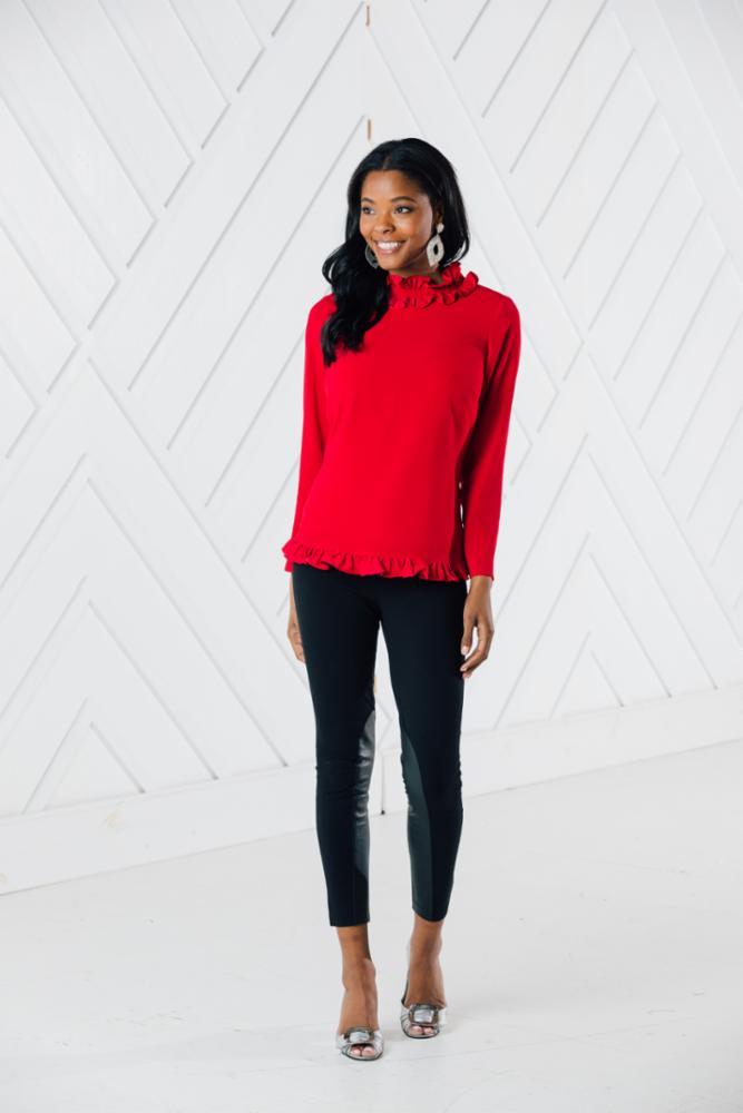 Long Sleeve Double Ruffle Top (Two Colors)