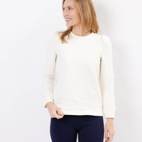 Winter White Quilted Puff Sleeve Top