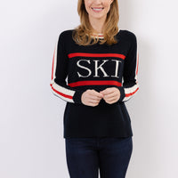 Black Stripe Sleeve Ski Sweater