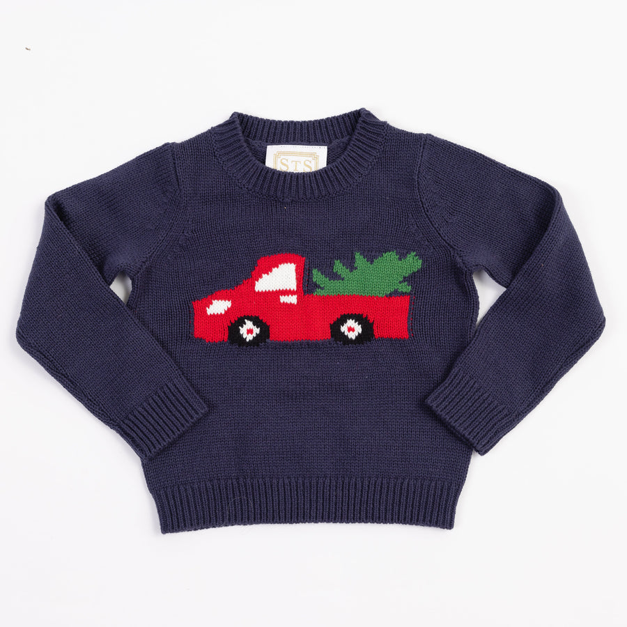 Navy Kids Tree & Truck Sweater